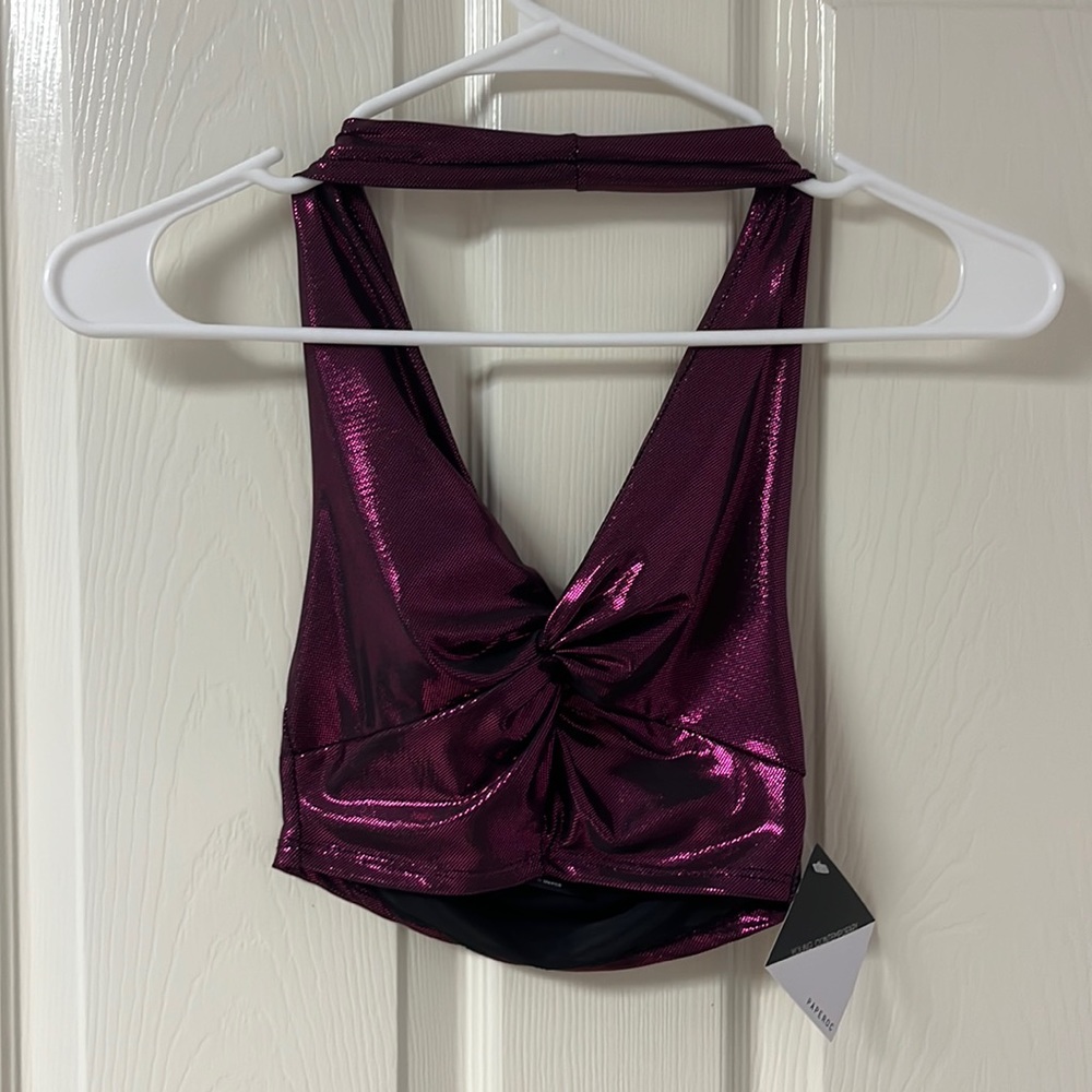 PAPEROC Metallic Pink and Black Tank Top